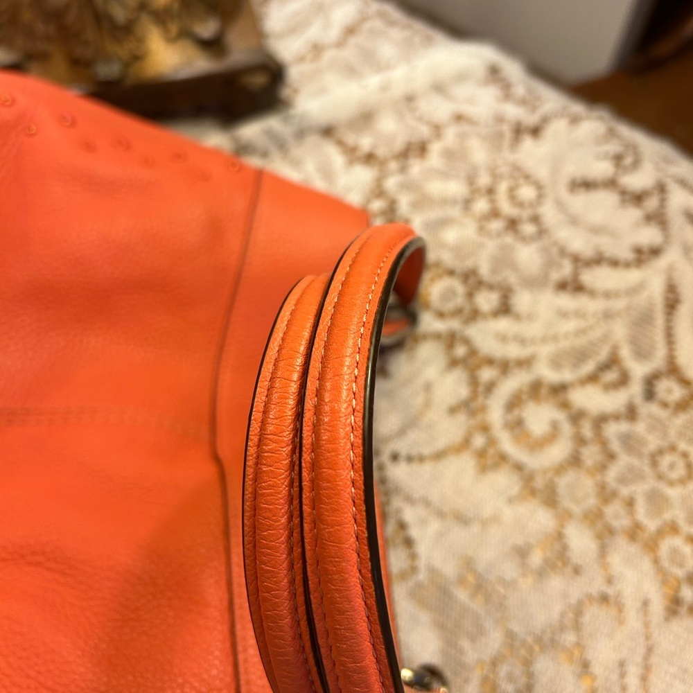 Coach Lexy Vibrant Orange Leather Shoulder Bag with Studs.  With wallet - Picture 14 of 15